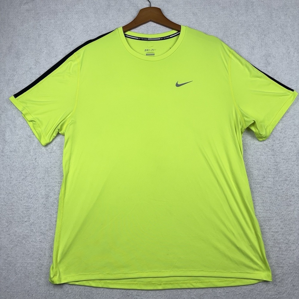Nike Dri-Fit Running Shirt Men's XL Dri Fit High Visibility Yellow Breathable